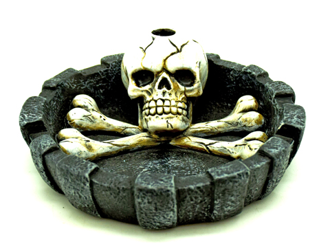 Skull and Crossbones Ashtray with Snuffer